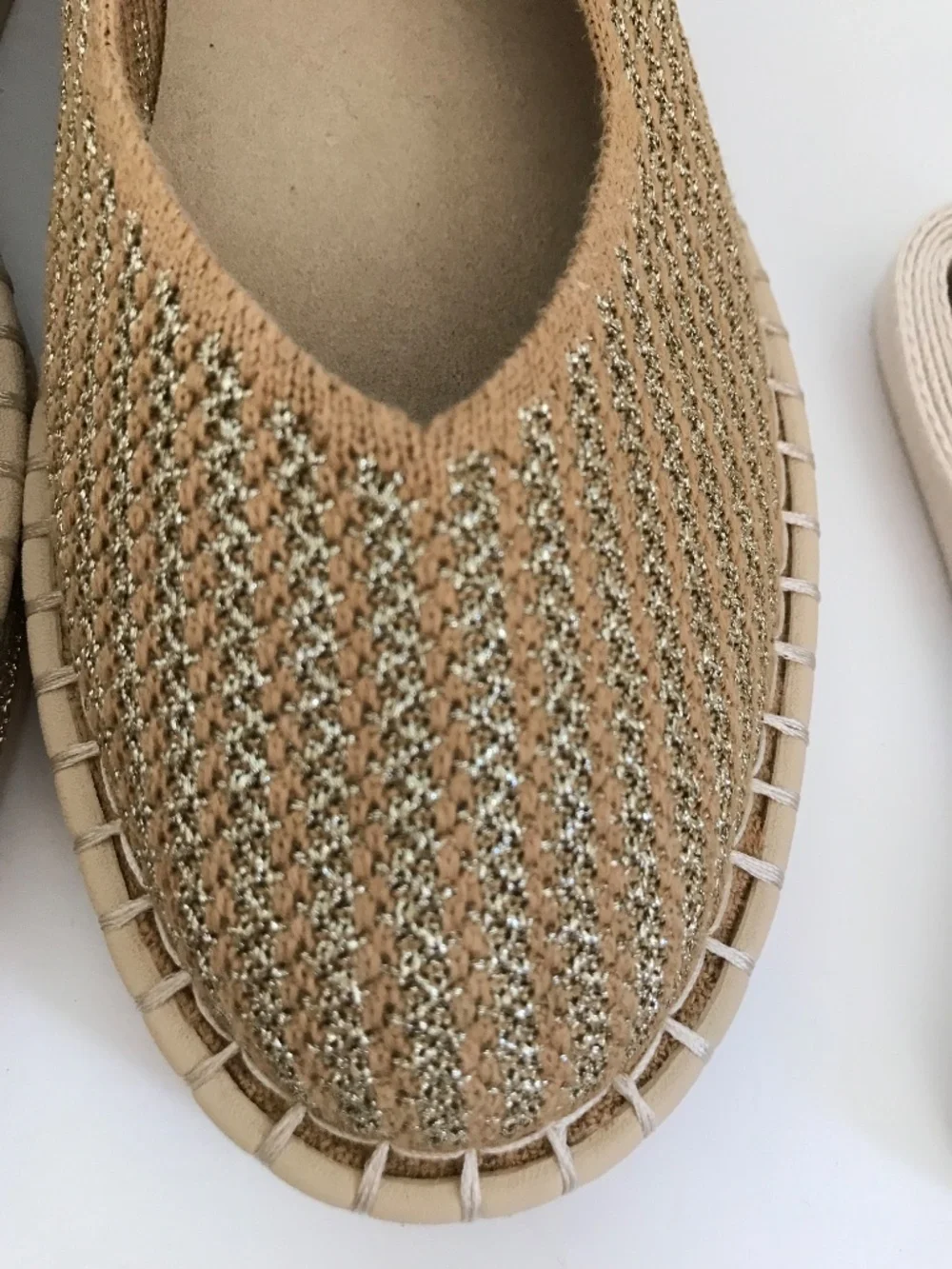 ROTHY'S The Espadrilles Gold Stripe Flats Size 8